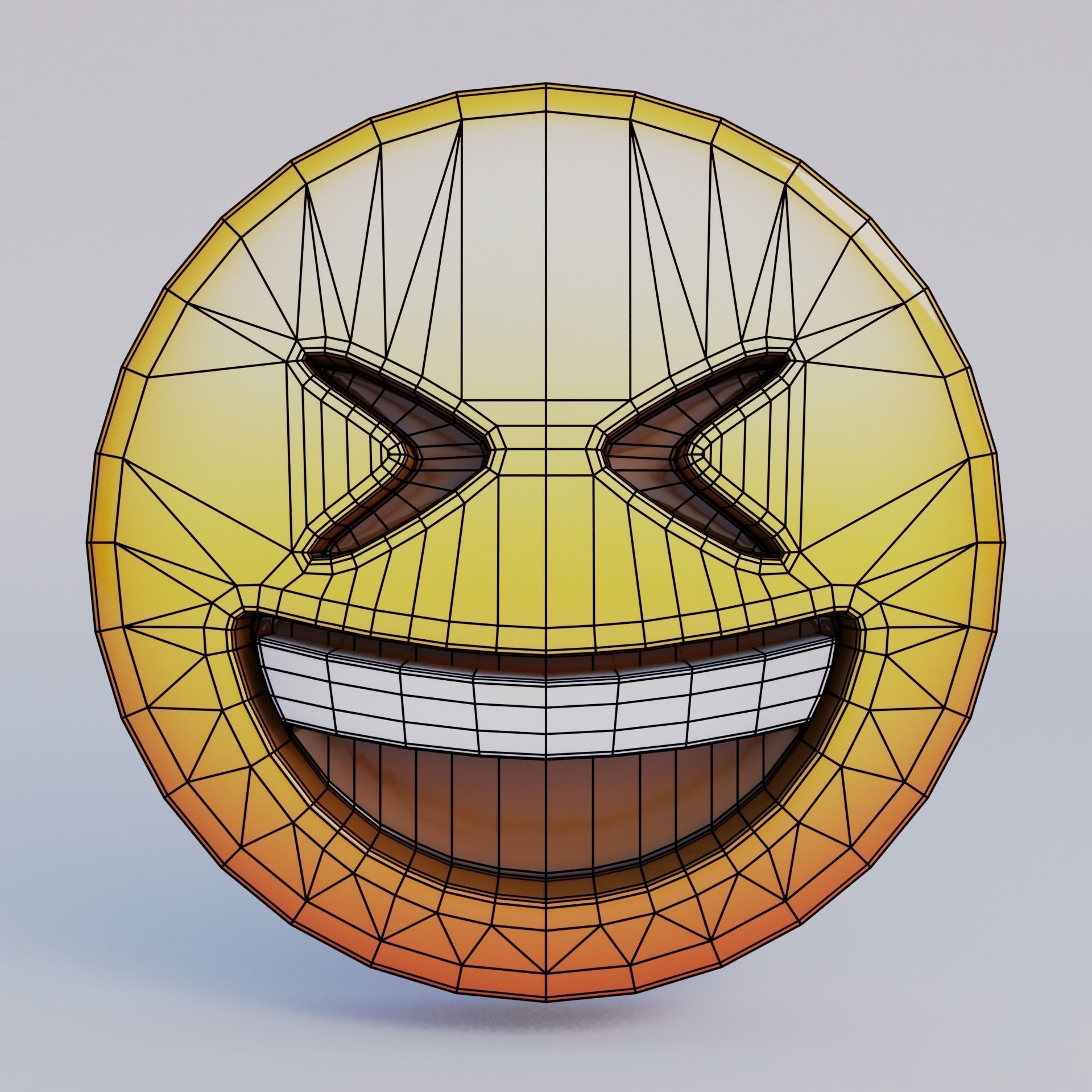 Grinning Squinting Face 3D Emoji Low-poly 3D model_5