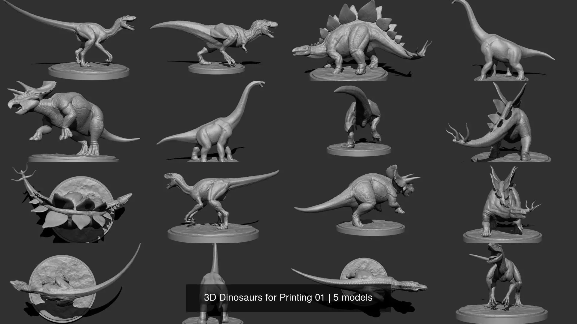 3D Dinosaurs for Printing 01 3D Model Collection_0