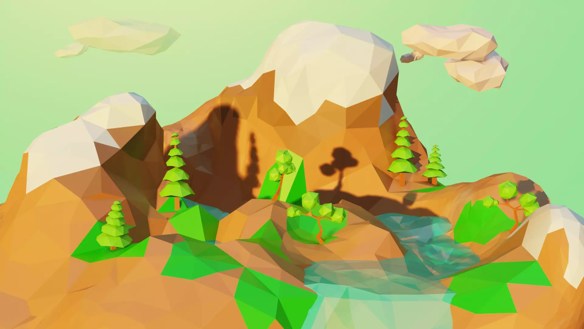 island landscape with trees and river Free 3D model_0