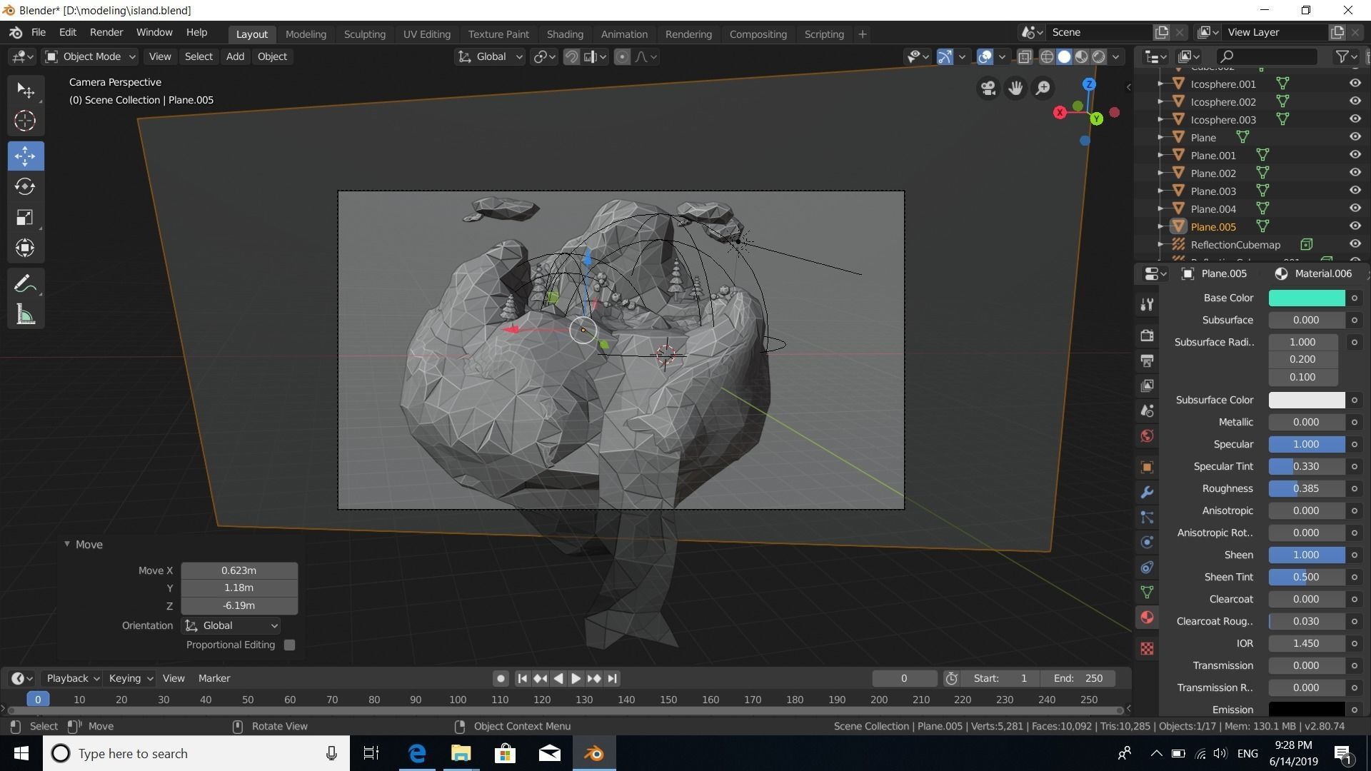 island landscape with trees and river Free 3D model_1