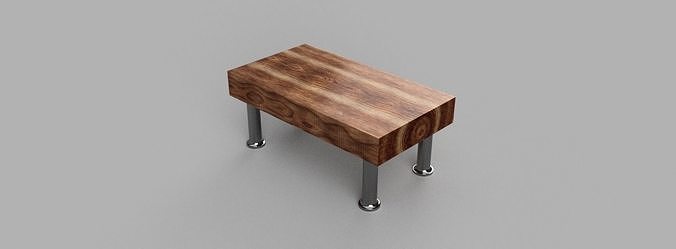 Table wooden with metal legs 3D model