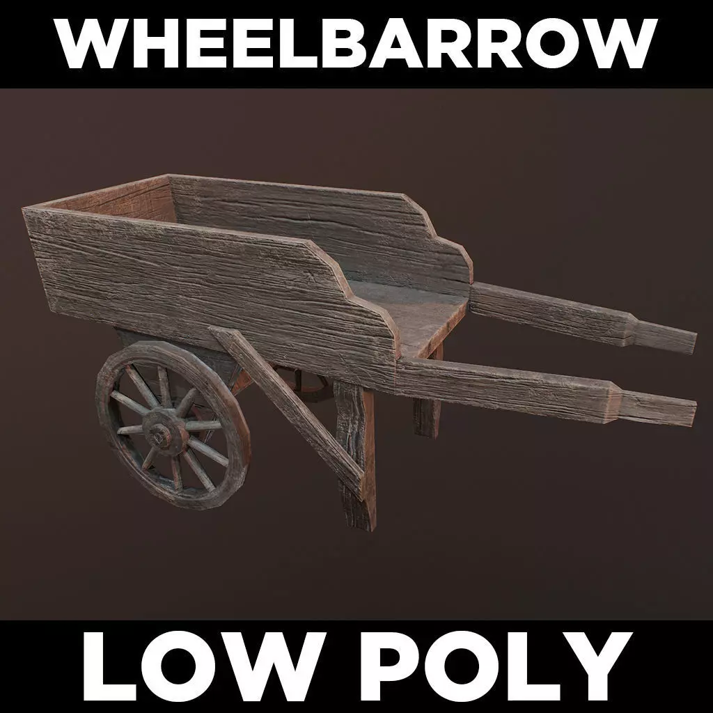 Medieval Wheelbarrow - Low Poly Game Prop Low-poly 3D model