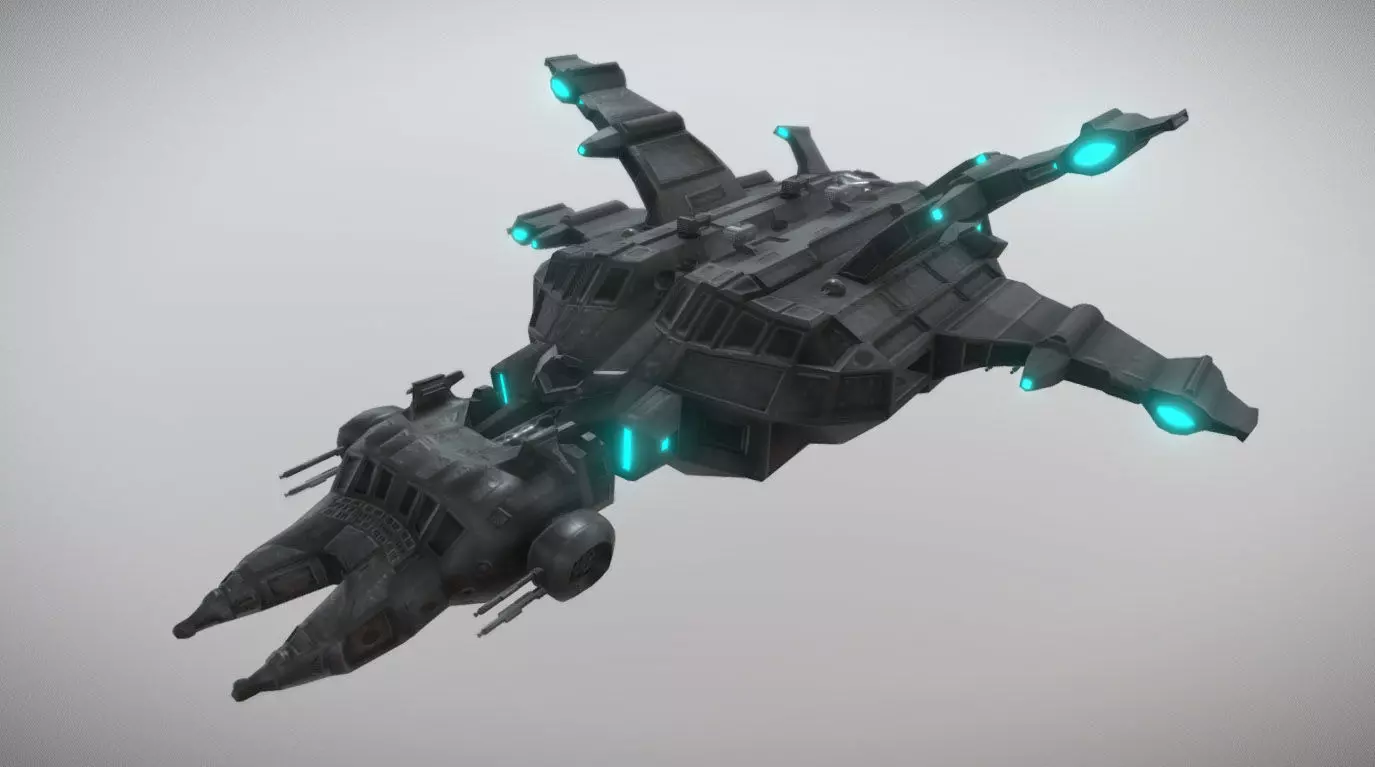 Battle Spaceship Low-poly 3D model_0