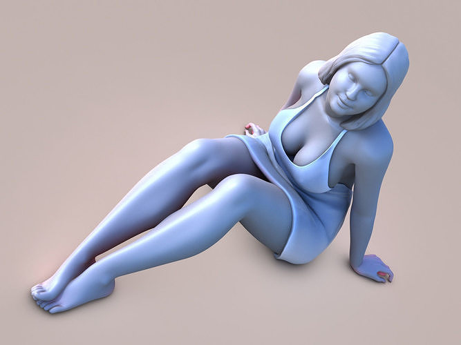 Chubby lady sit 3D print model