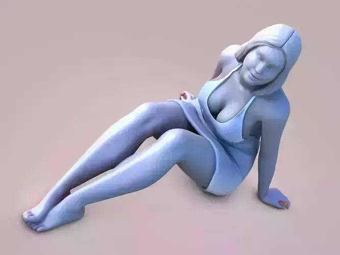 Chubby lady sit 3D print model