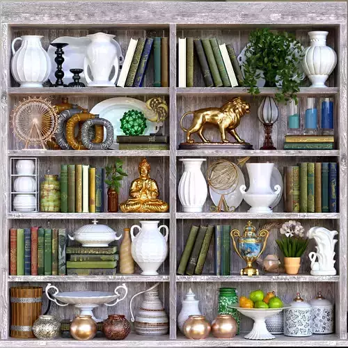 ShelfDecor bookcase with vases and pots