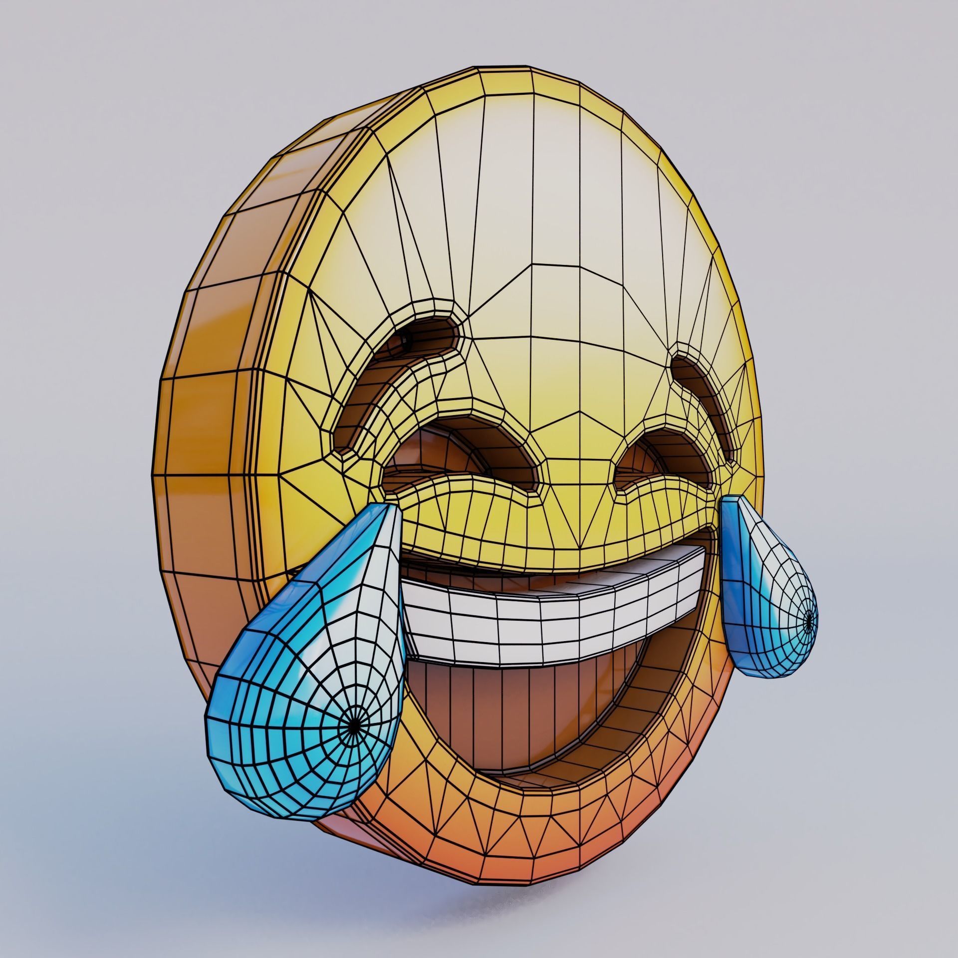 Face With Tears Of Joy 3D Emoji Low-poly 3D model_6