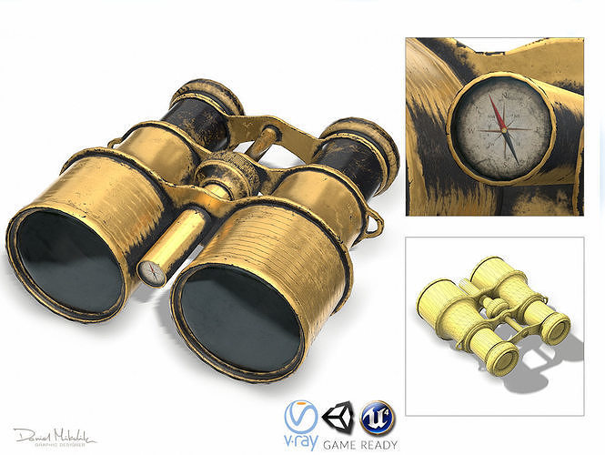 Vintage Binocular Low-poly 3D model