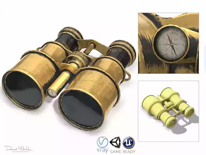 Vintage Binocular Low-poly 3D model