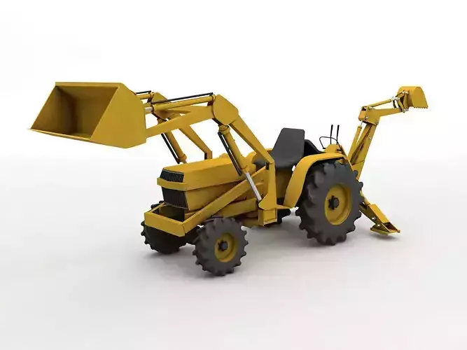 Backhoe Tractor Low-poly 3D model