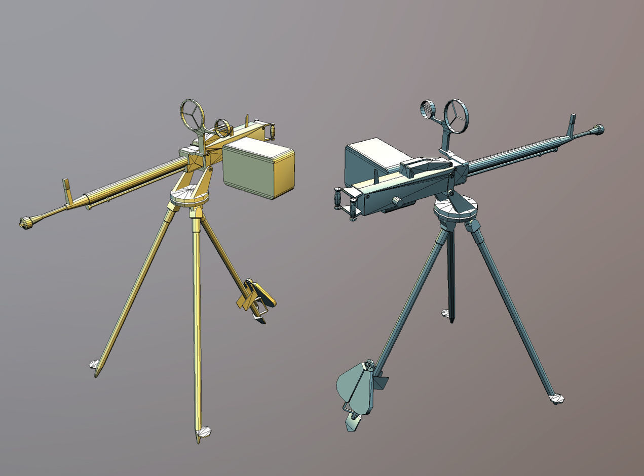 DShKM Soviet heavy machine gun Low-poly 3D model_5