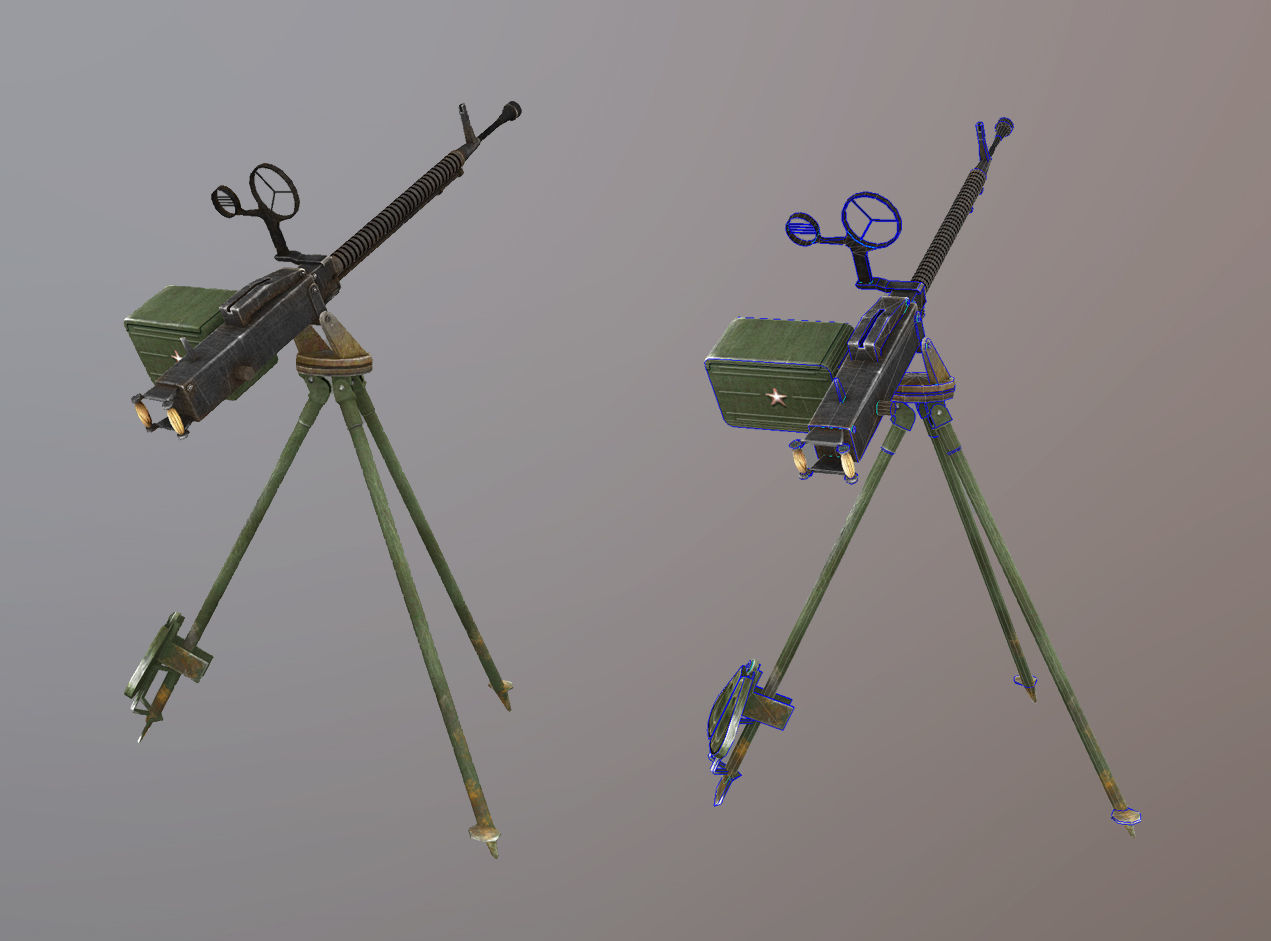 DShKM Soviet heavy machine gun Low-poly 3D model_2