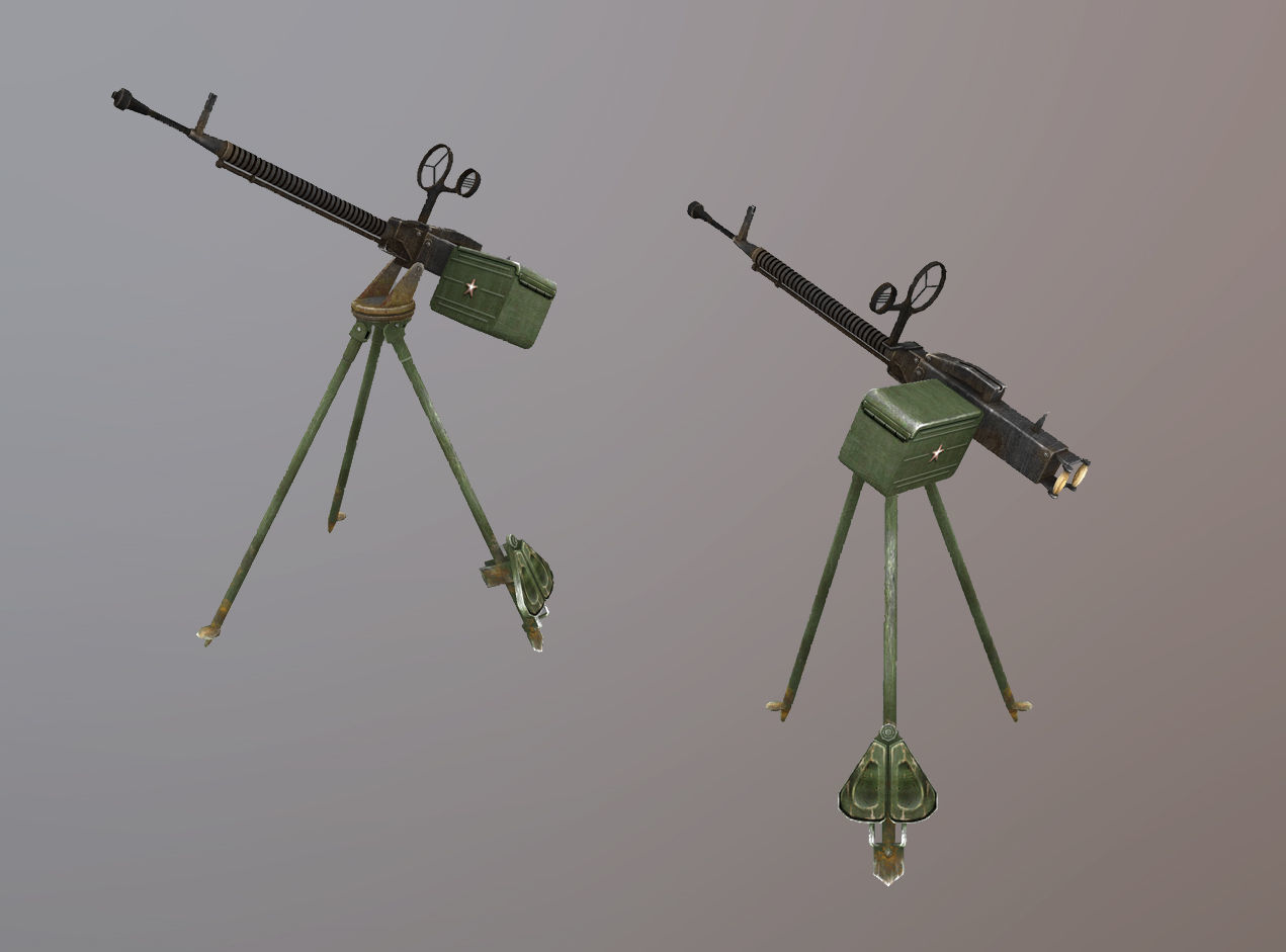DShKM Soviet heavy machine gun Low-poly 3D model_1