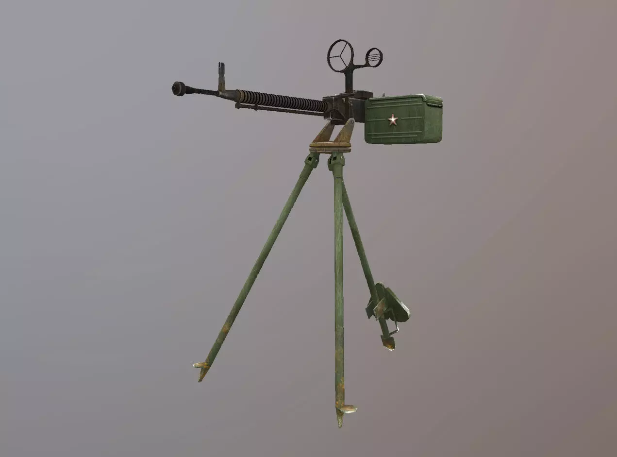 DShKM Soviet heavy machine gun Low-poly 3D model_0