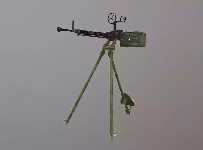 DShKM Soviet heavy machine gun Low-poly 3D model