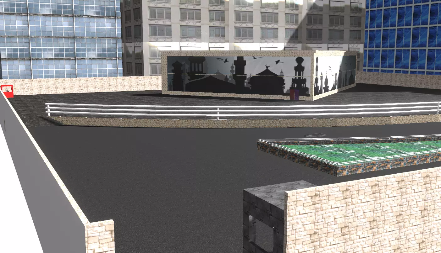 Modern shopping mall exterior Low-poly 3D model