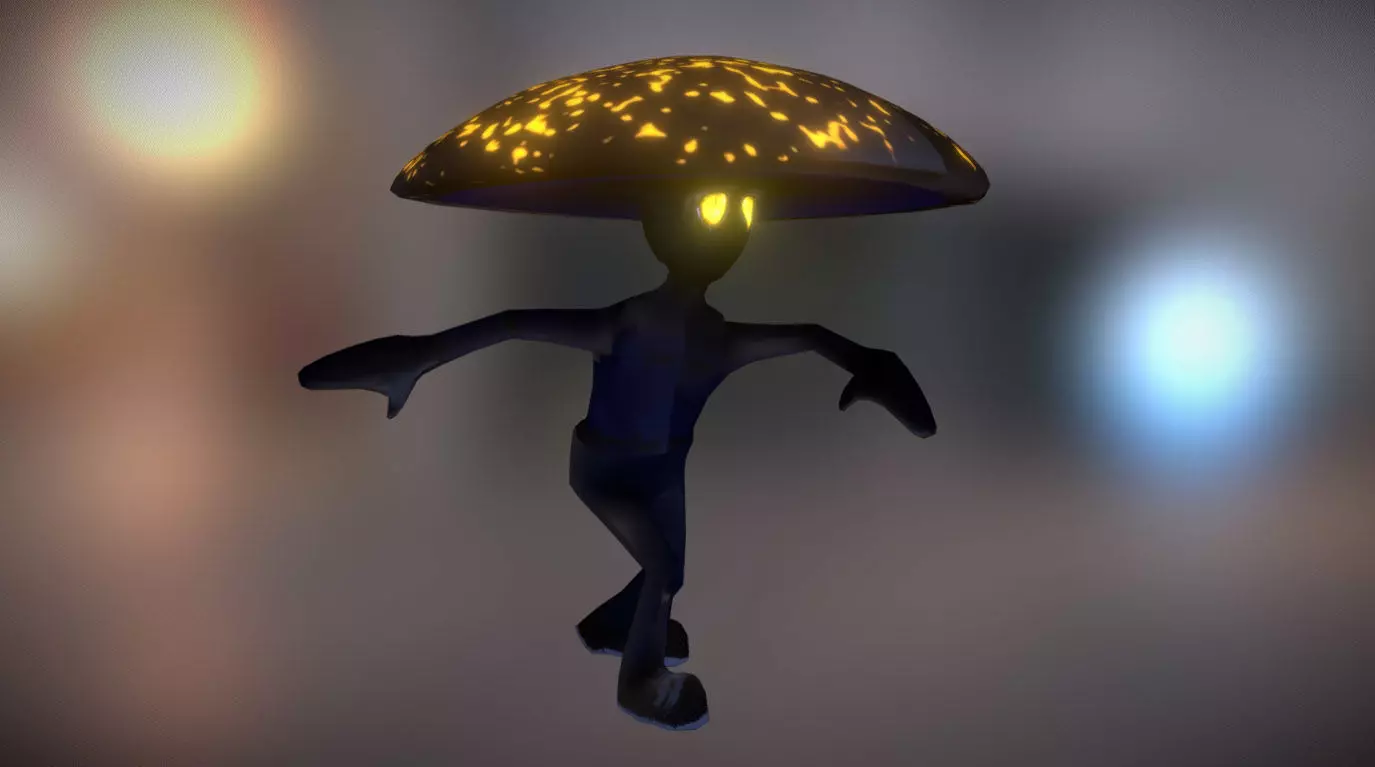 Black Mushroom Low-poly 3D model_0
