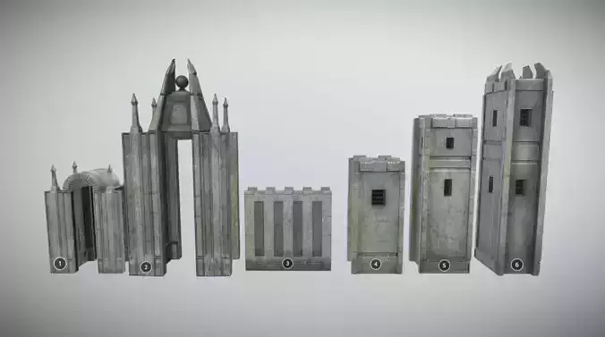 Medieval castle kit MUD Low-poly 3D model