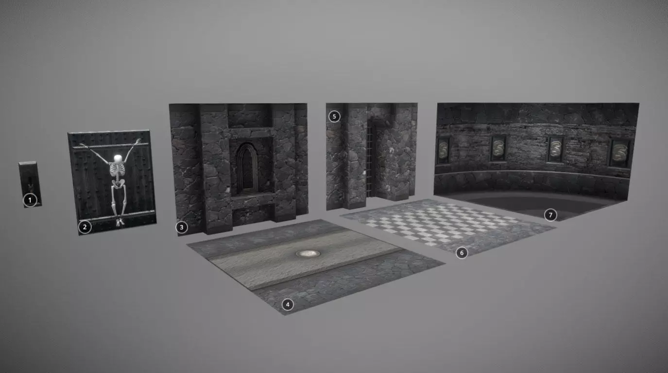 Medieval castle modular kits interior Free 3D model_0