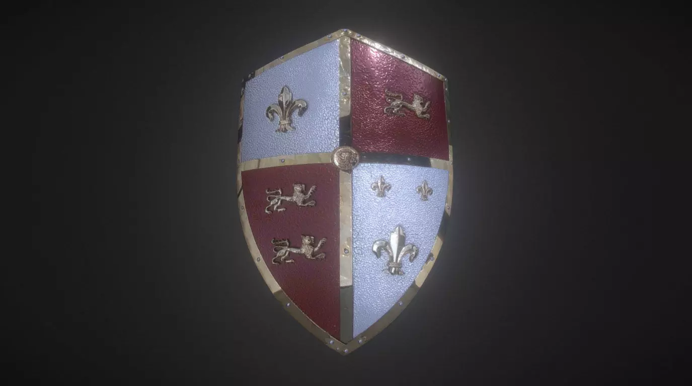 Medieval Royal Crusader Knight Armor Shield Low-poly 3D model_0
