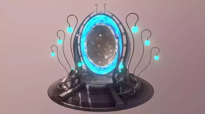Portal futuristic mirror with lights 3D model