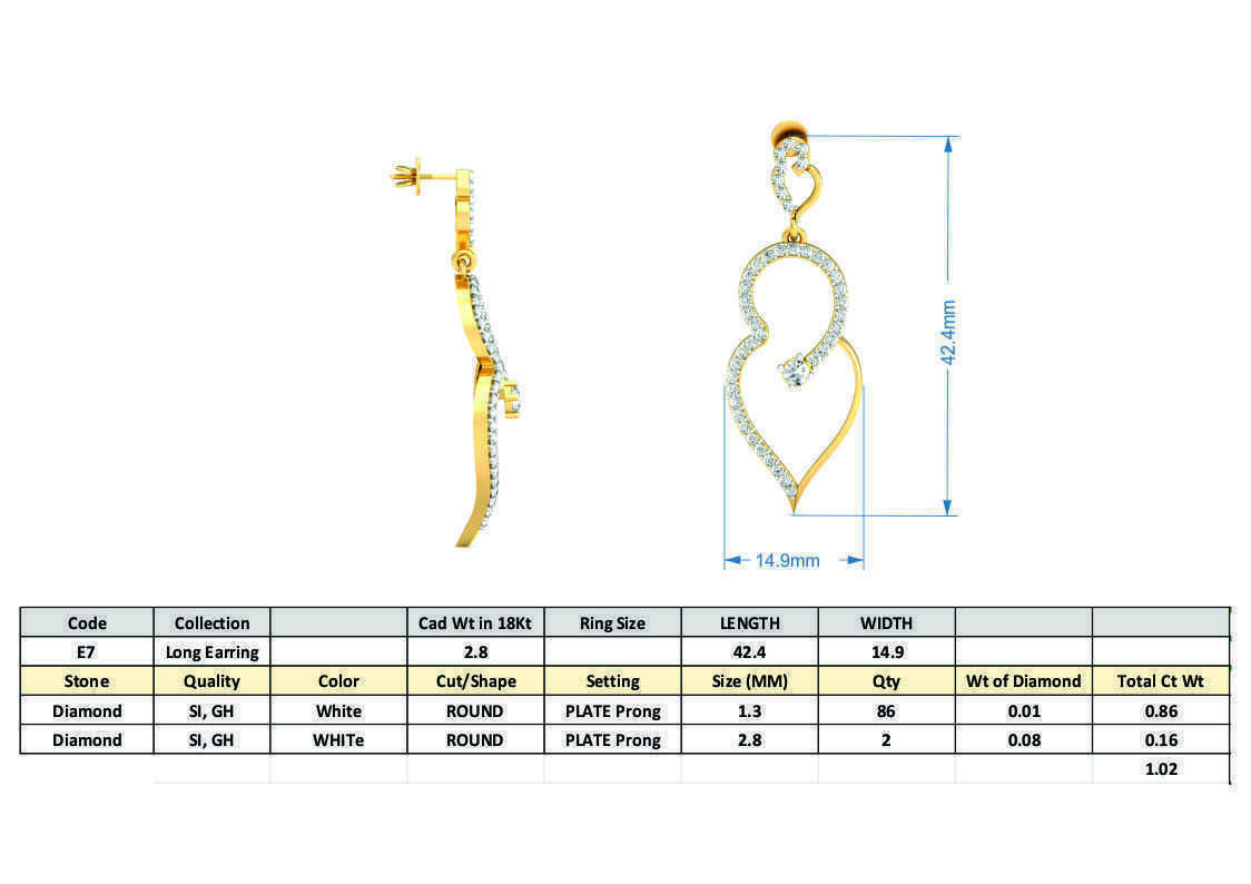 Women long earrings 3dm stl render detail 3D print model 3D print model_3