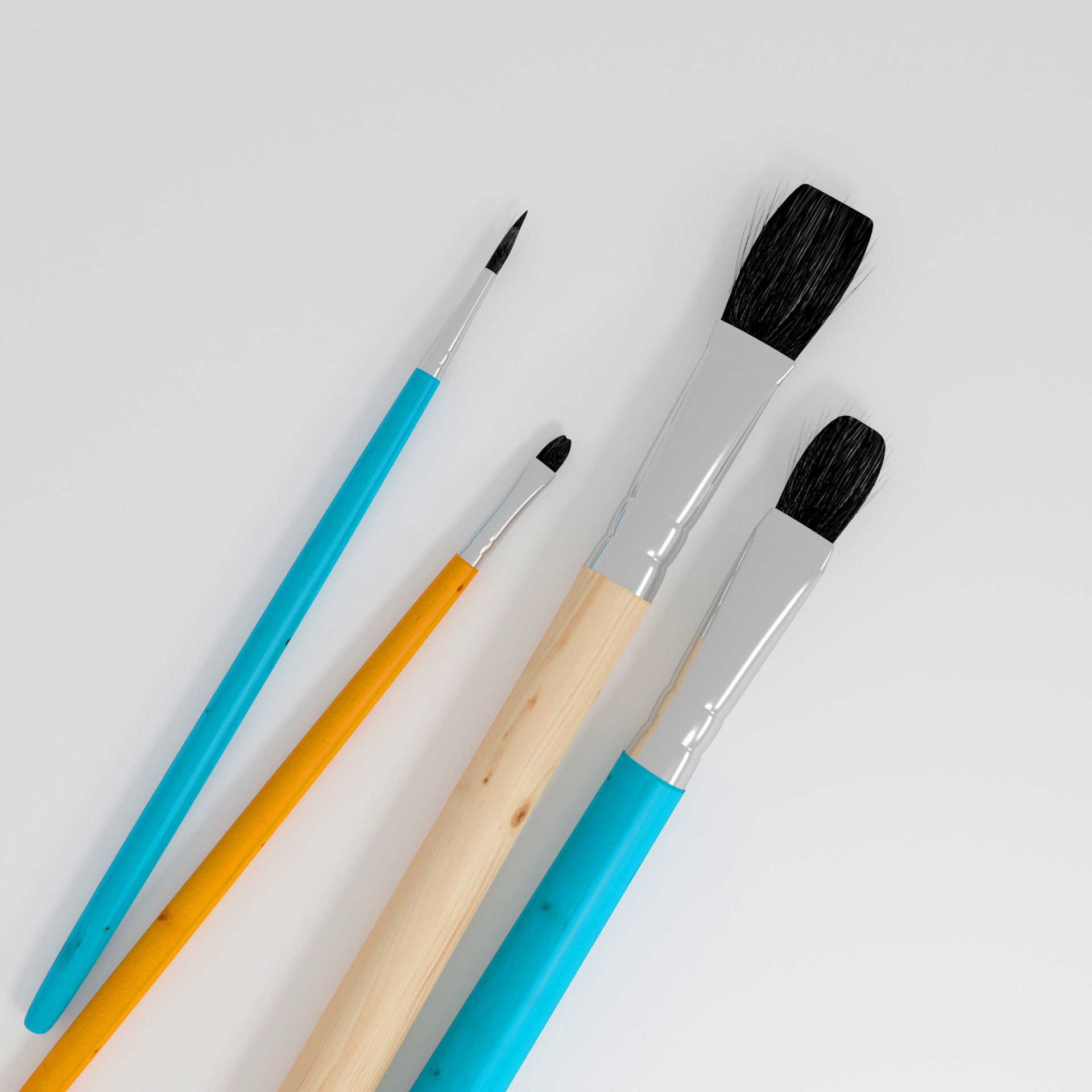 4 brush painting 3D model_1