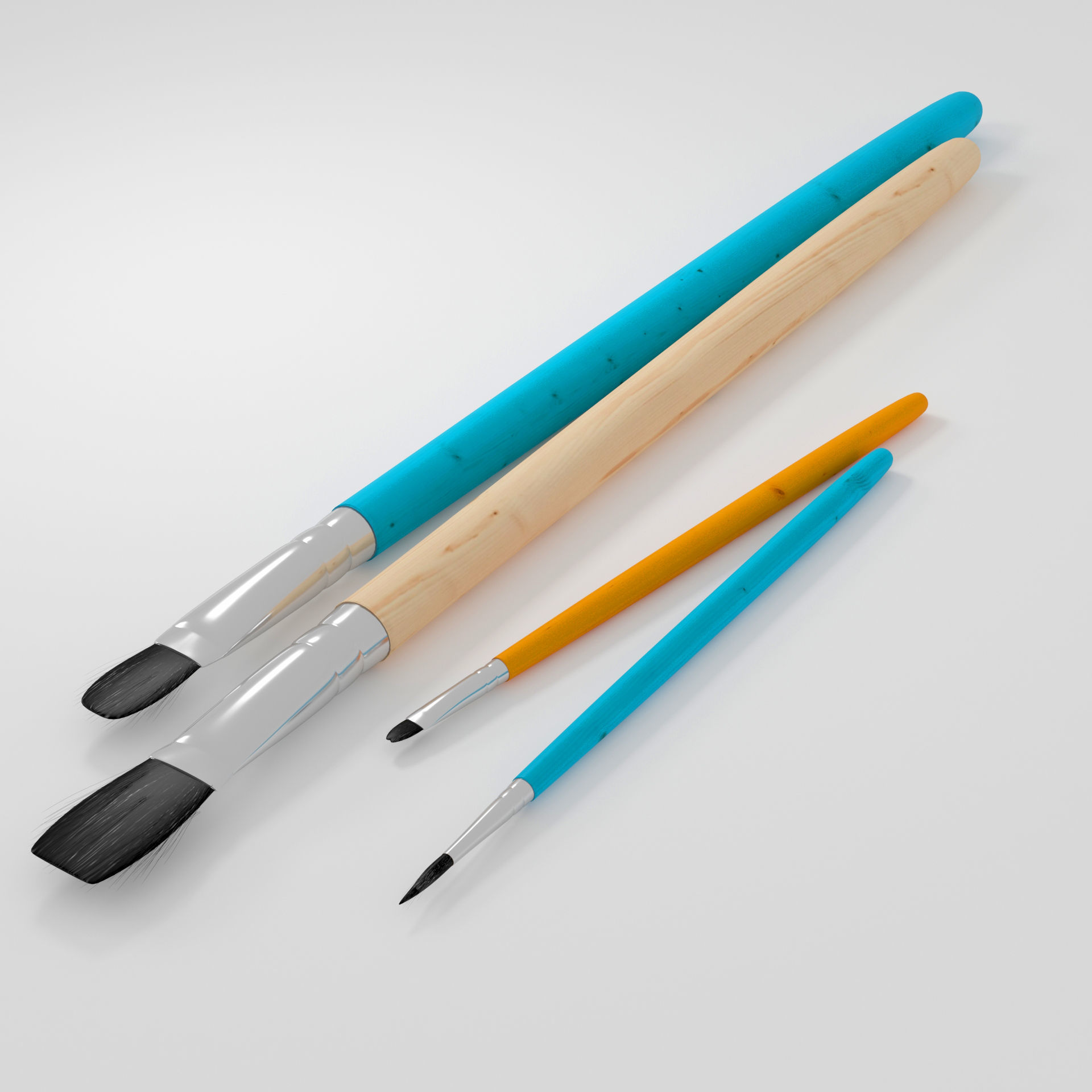 4 brush painting 3D model_3