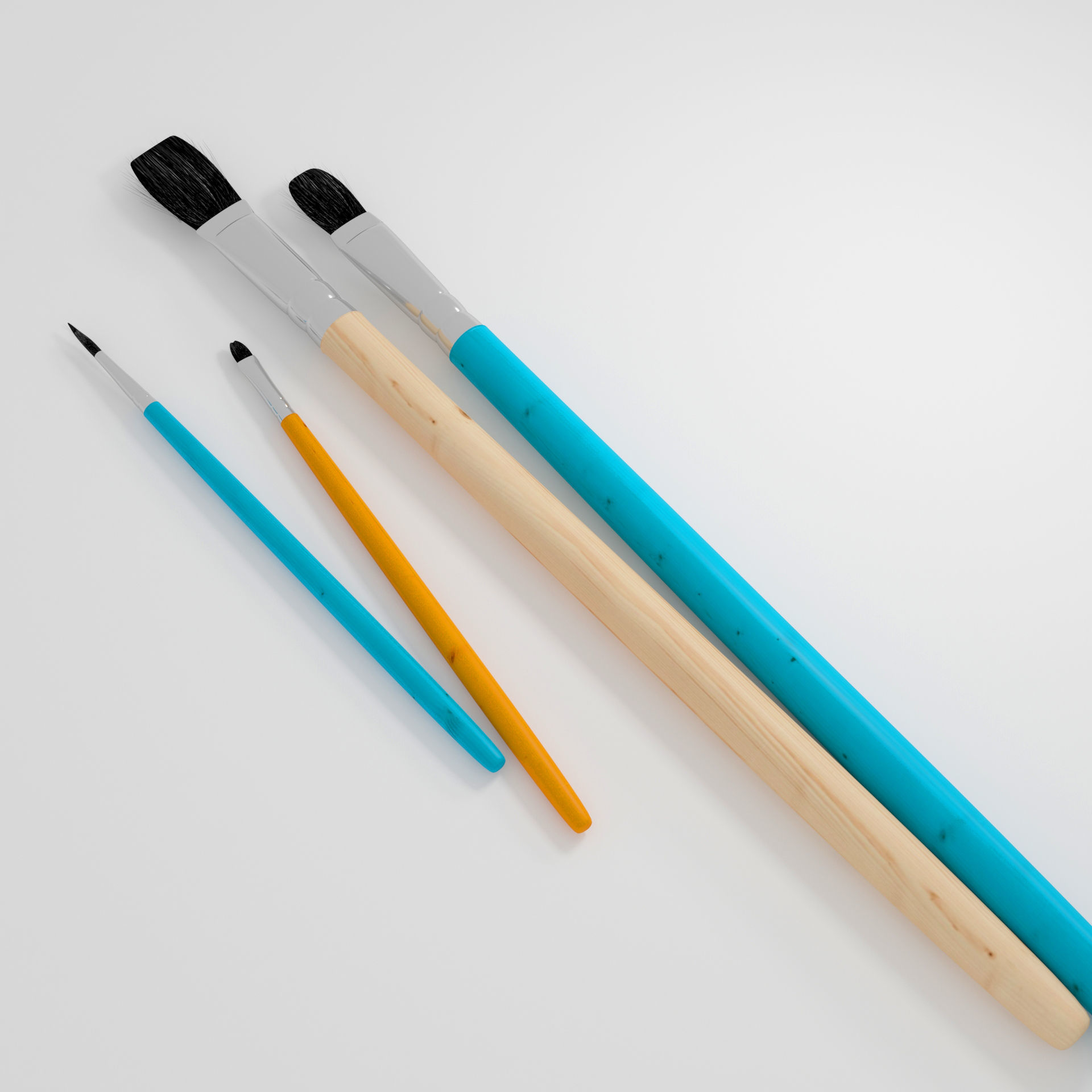 4 brush painting 3D model_4