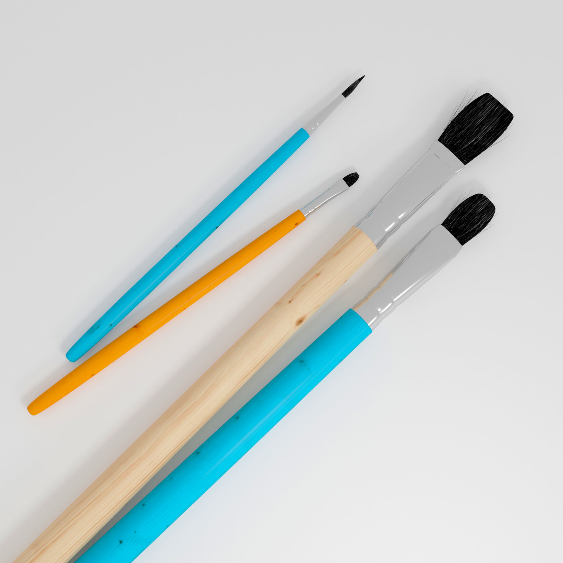 4 brush painting 3D model_2