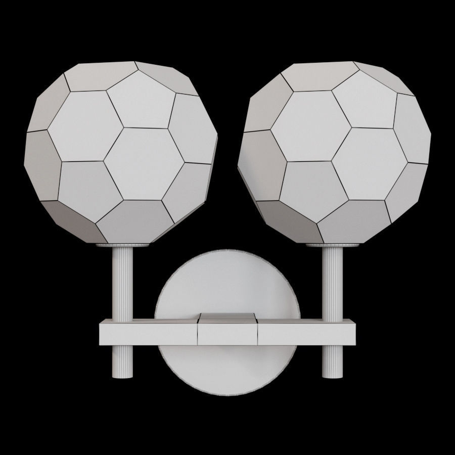 Restoration Hardware BOULE DE CRISTAL DOUBLE SCONCE Nickel 3D model_1