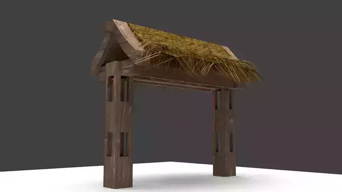 Gate with thetched Roof 3D model