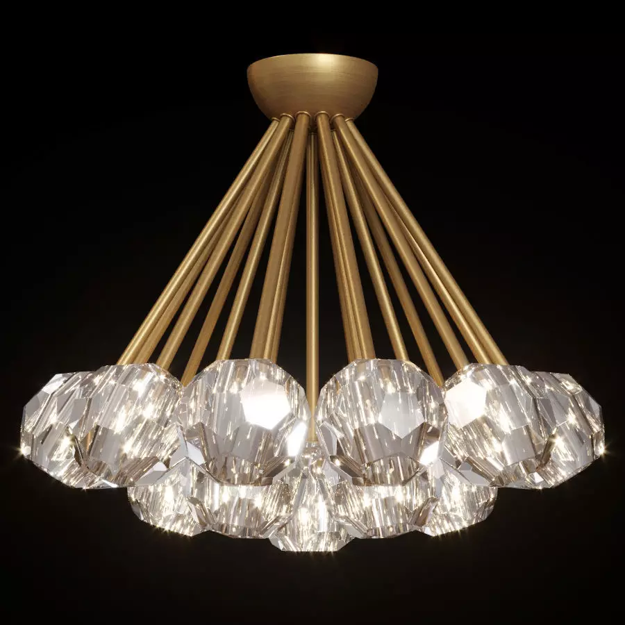 Restoration Hardware BOULE DE CRISTAL FLUSHMOUNT 24 Brass  3D model_0