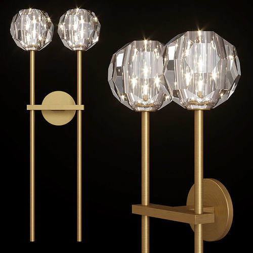 Restoration Hardware BOULE DE CRISTAL GRAND DOUBLE SCONCE Brass 3D model