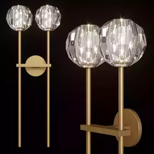 Restoration Hardware BOULE DE CRISTAL GRAND DOUBLE SCONCE Brass