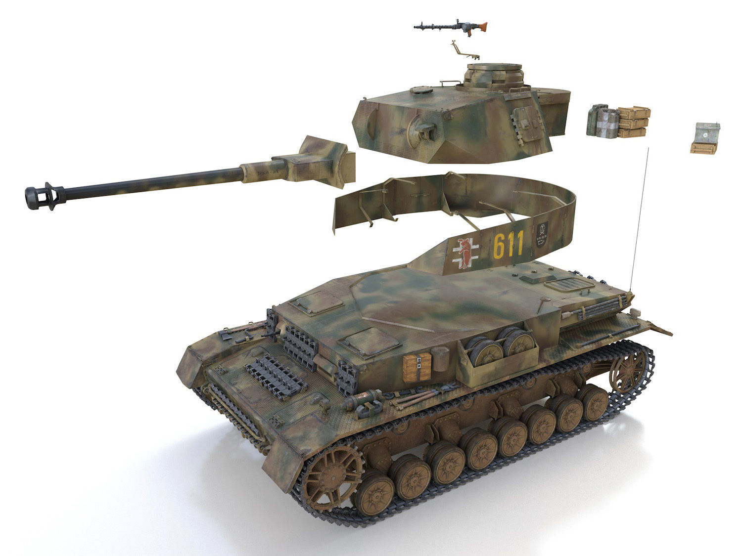 PzKpfw IV - Panzer 4 - Ausf J - 611 3D model_9