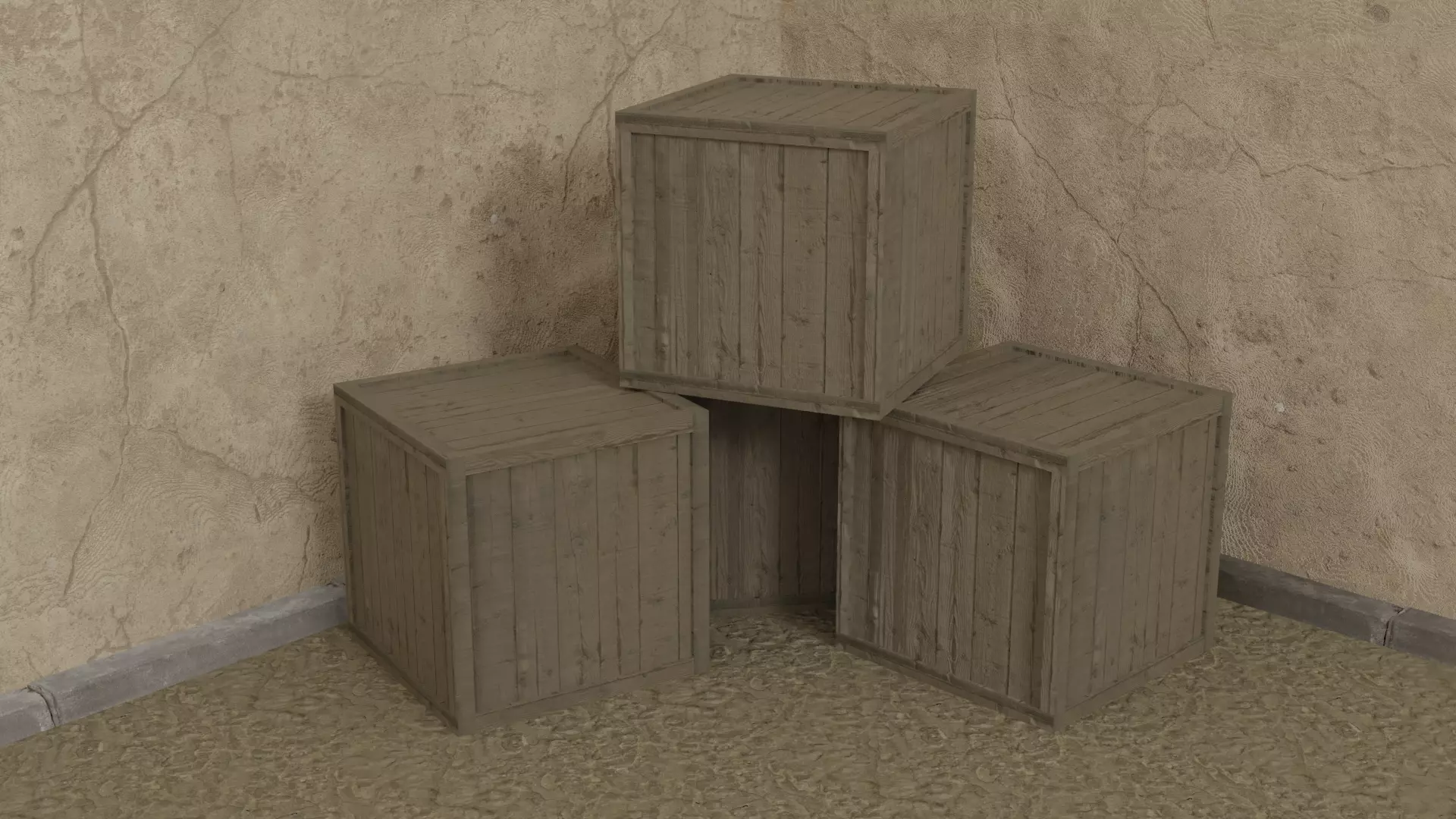 Wooden Crate Free low-poly 3D model_0