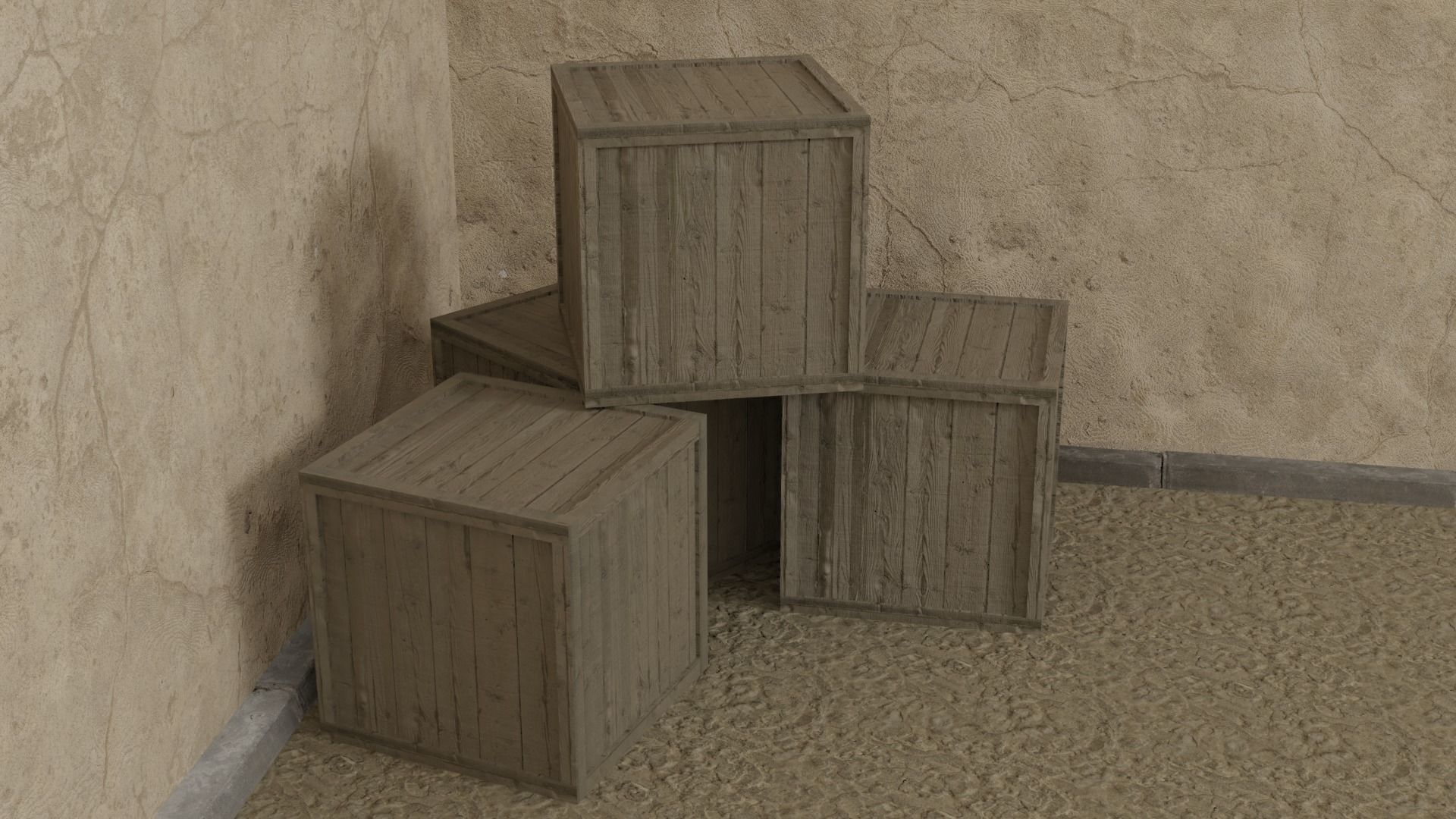 Wooden Crate Free low-poly 3D model_1