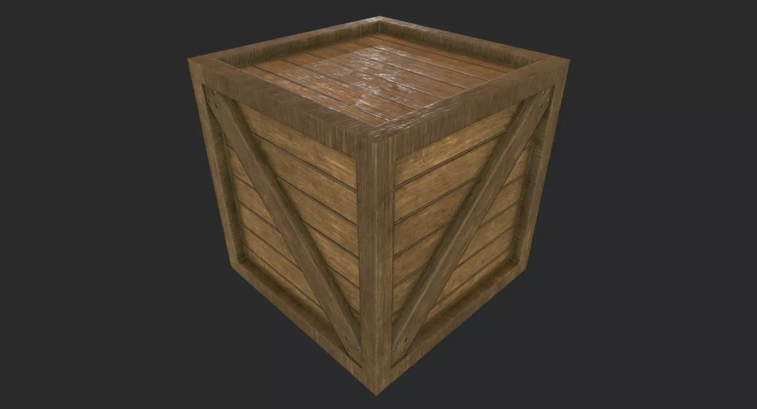 Wooden Crate PBR Low-poly 3D model