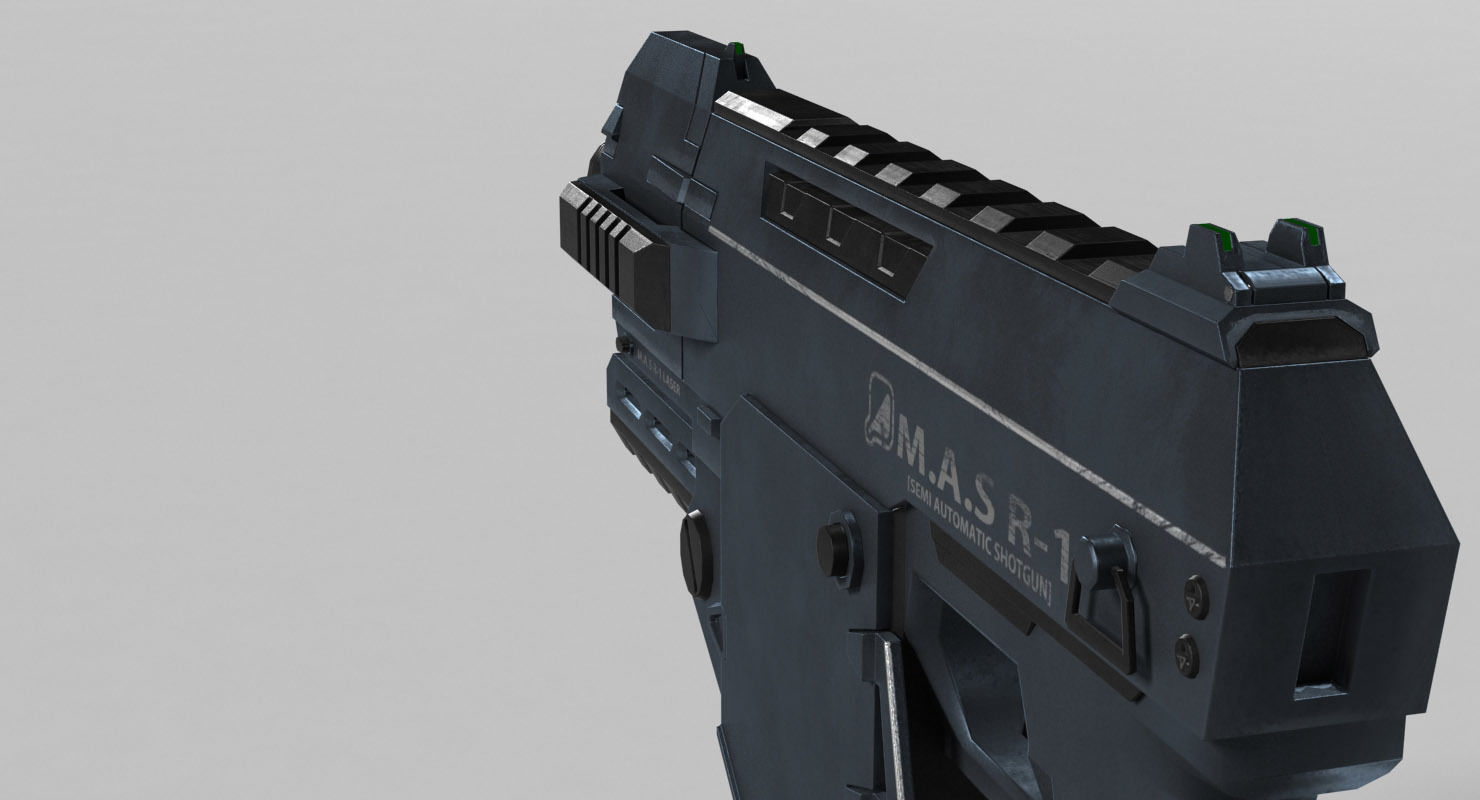 Semi-Automatic Shotgun MAS R1 Low-poly 3D model_2
