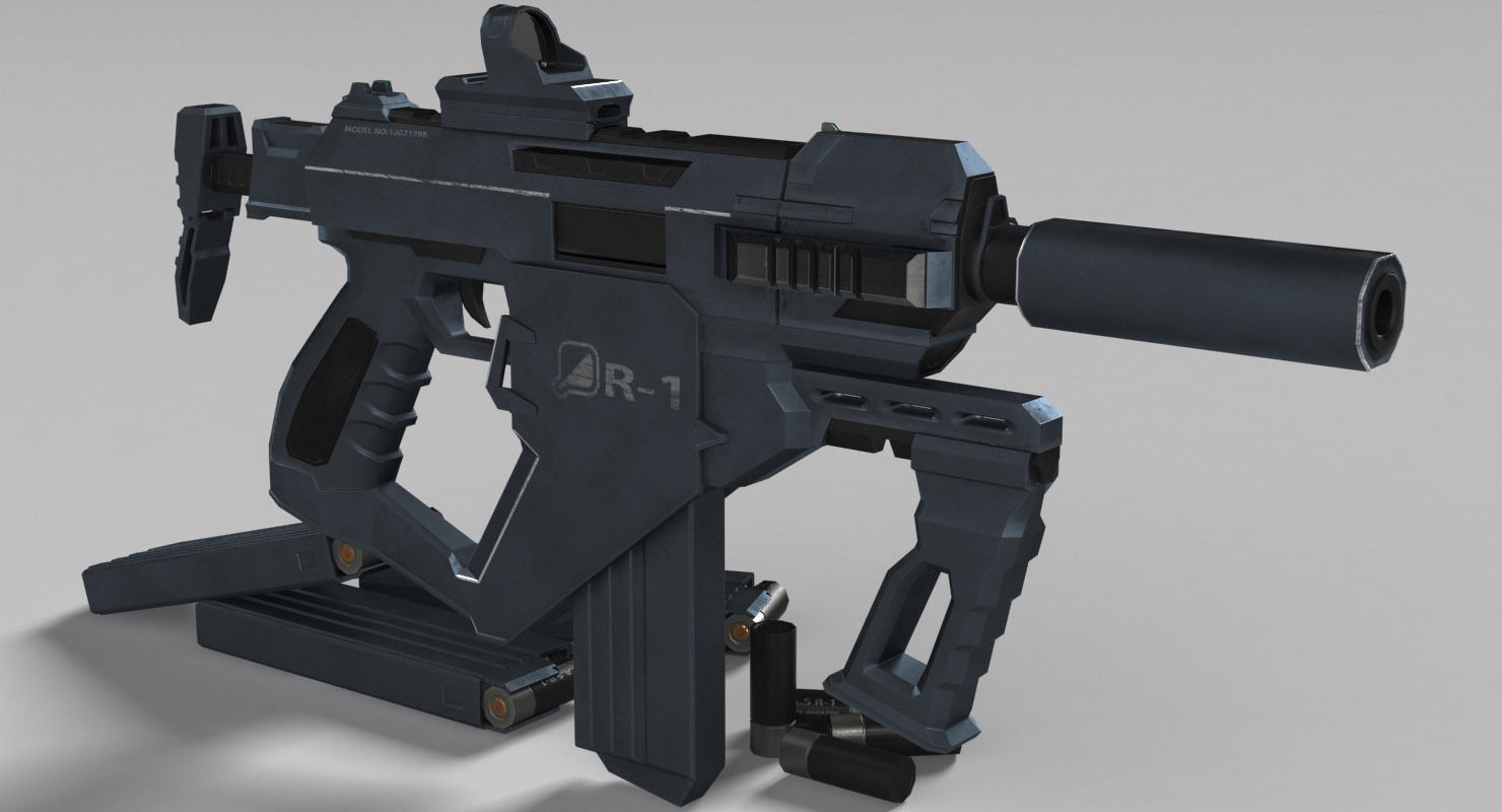 Semi-Automatic Shotgun MAS R1 Low-poly 3D model_7