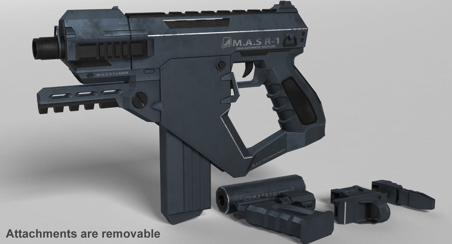 Semi-Automatic Shotgun MAS R1 Low-poly 3D model_1
