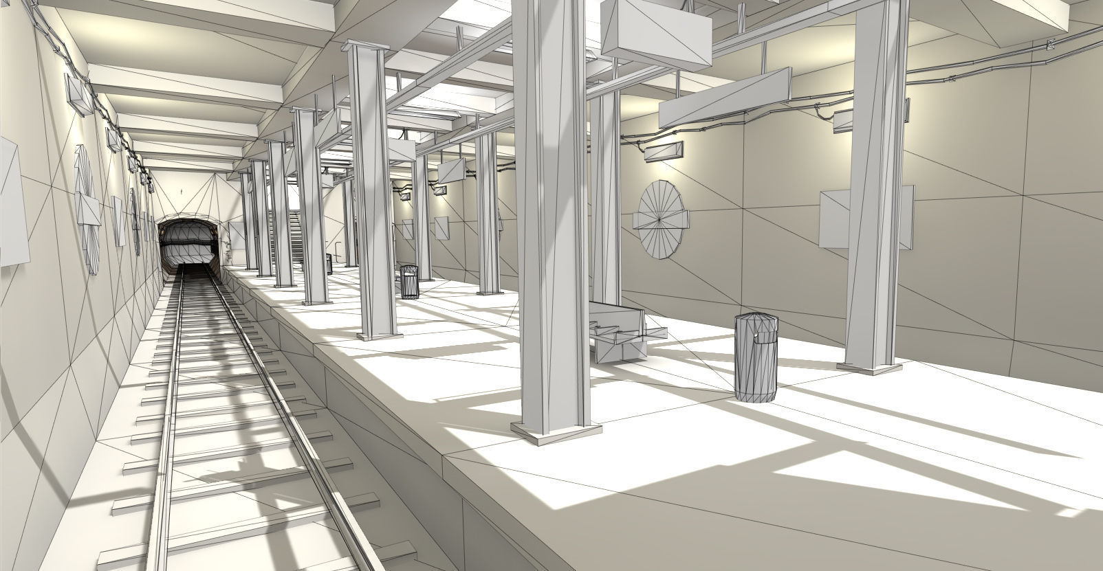 Metro Station Low-poly 3D model_6