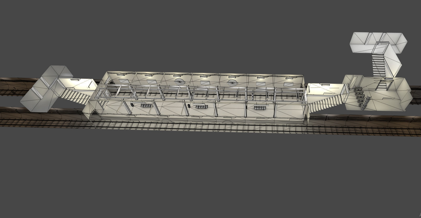 Metro Station Low-poly 3D model_9