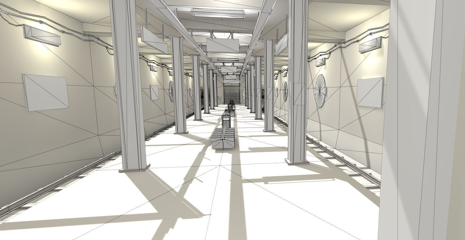 Metro Station Low-poly 3D model_7