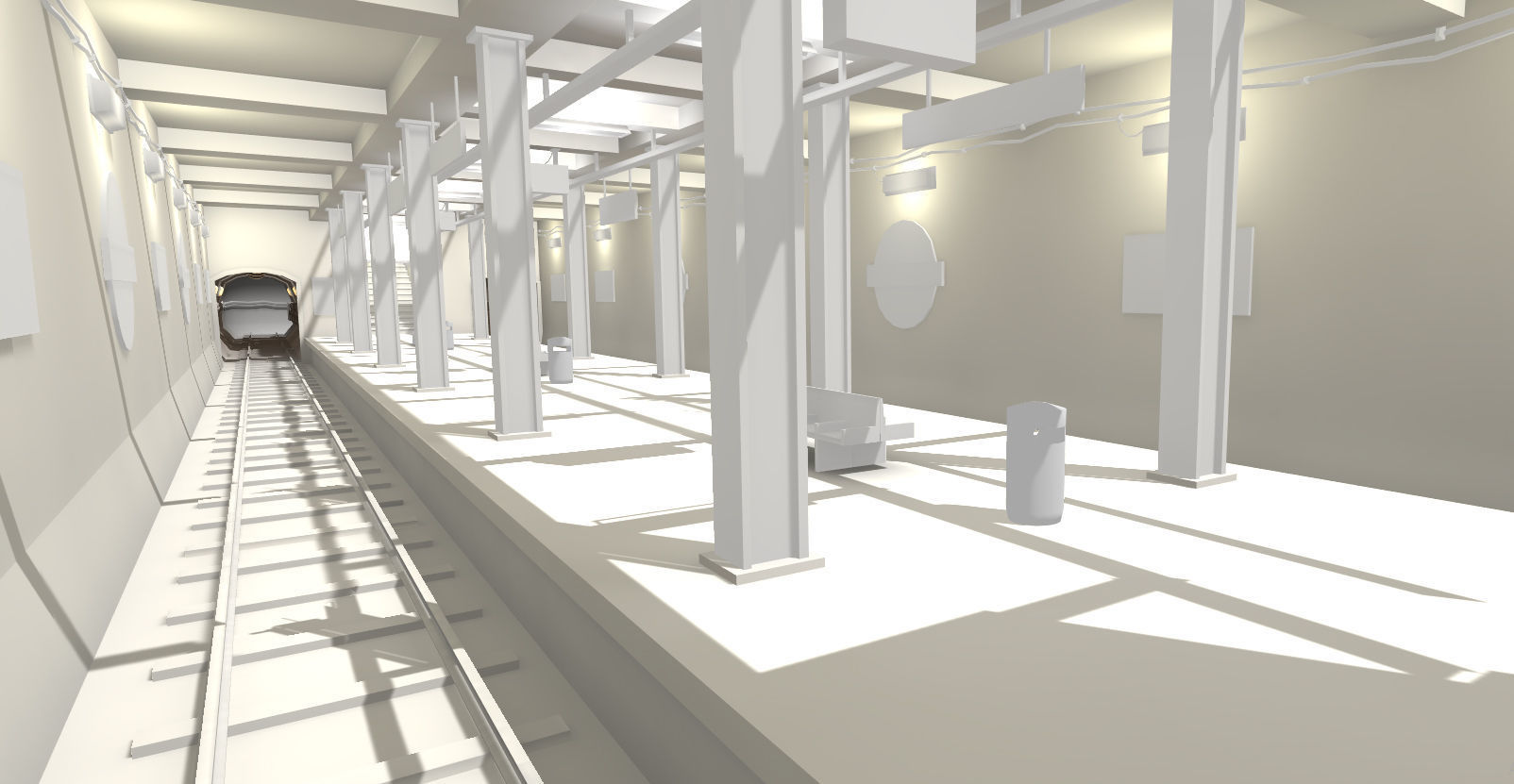 Metro Station Low-poly 3D model_5