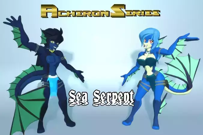 Acheron Sea Serpent Nude Low-poly 3D model
