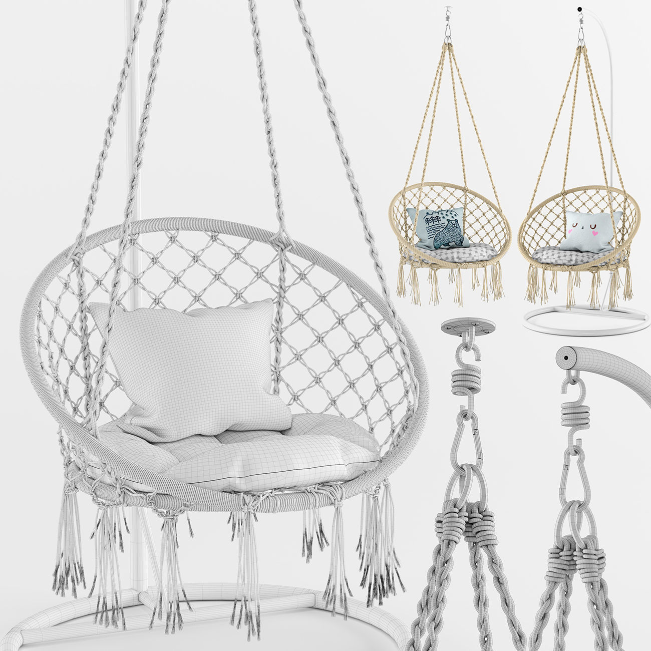 Ohuhu Hanging Hammock Swing Chair 3D model_9