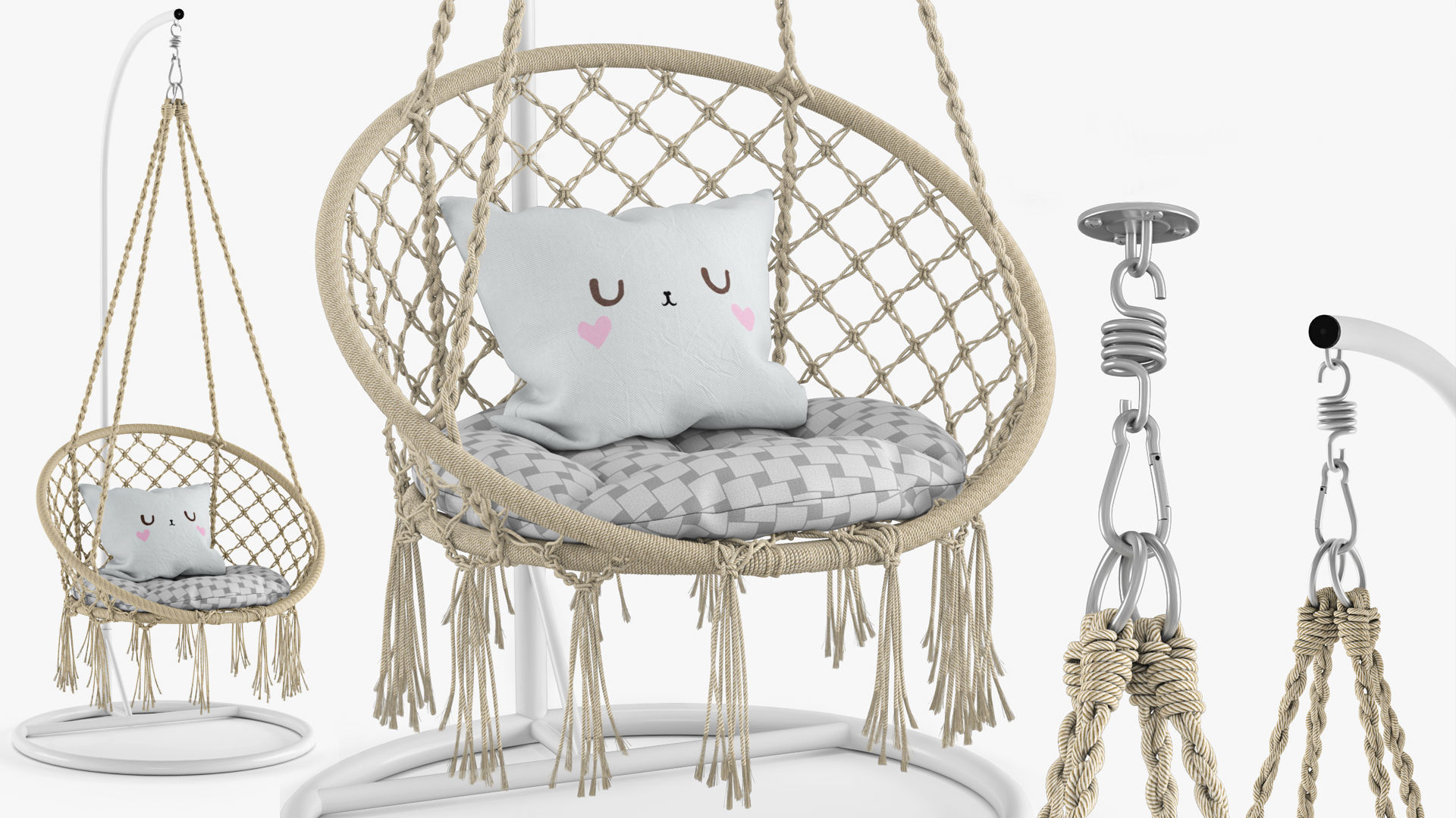 Ohuhu Hanging Hammock Swing Chair 3D model_3
