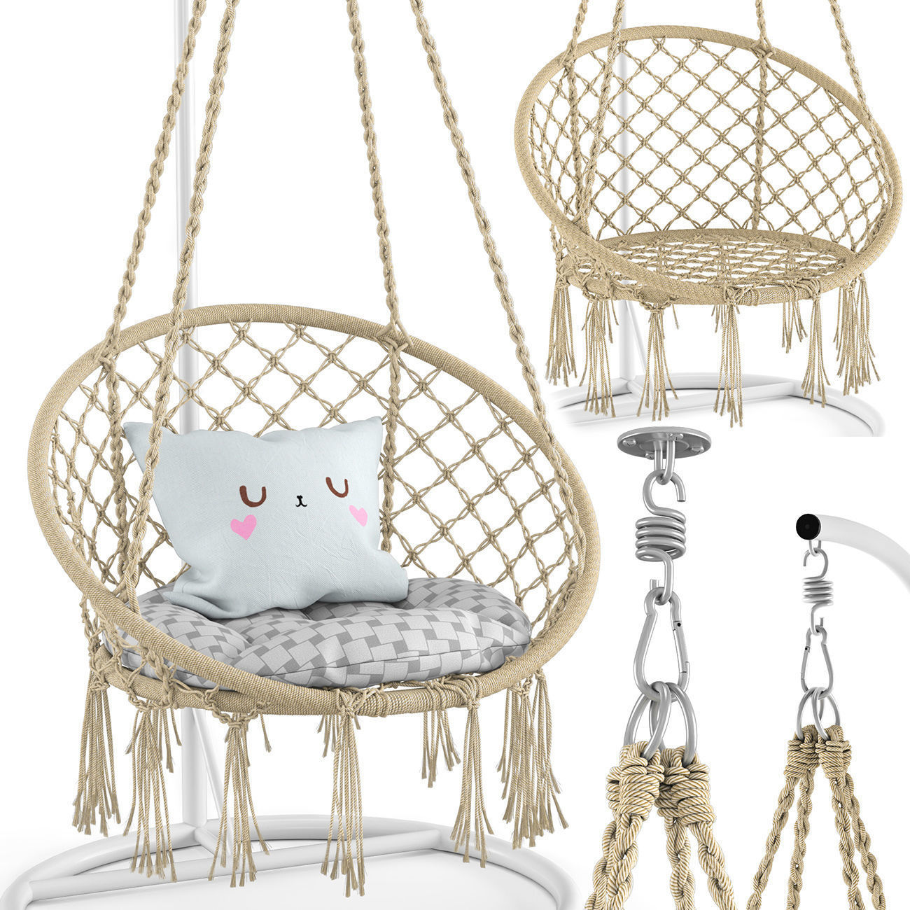 Ohuhu Hanging Hammock Swing Chair 3D model_1